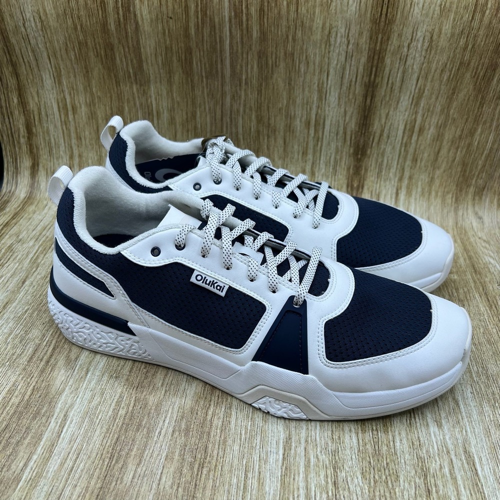 OluKai Anau Pickleball Shoes Mens Size 9.5 Mood Indigo Bright White Sneakers NEW